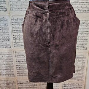 Vintage New Emanuel Ungaro M Leather Skirt Brown